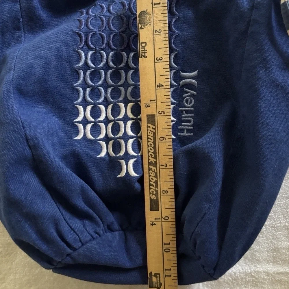 Hurley Canvas Hobo Bag Womens OS Navy Blue Embroidered Logo Striped Straps Surf